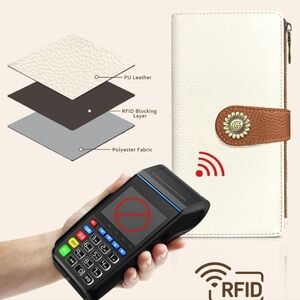 RFID Blocking Wallet Case - White and Brown